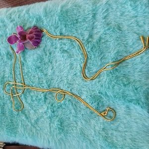 Risis 22k gold plated orchid necklace